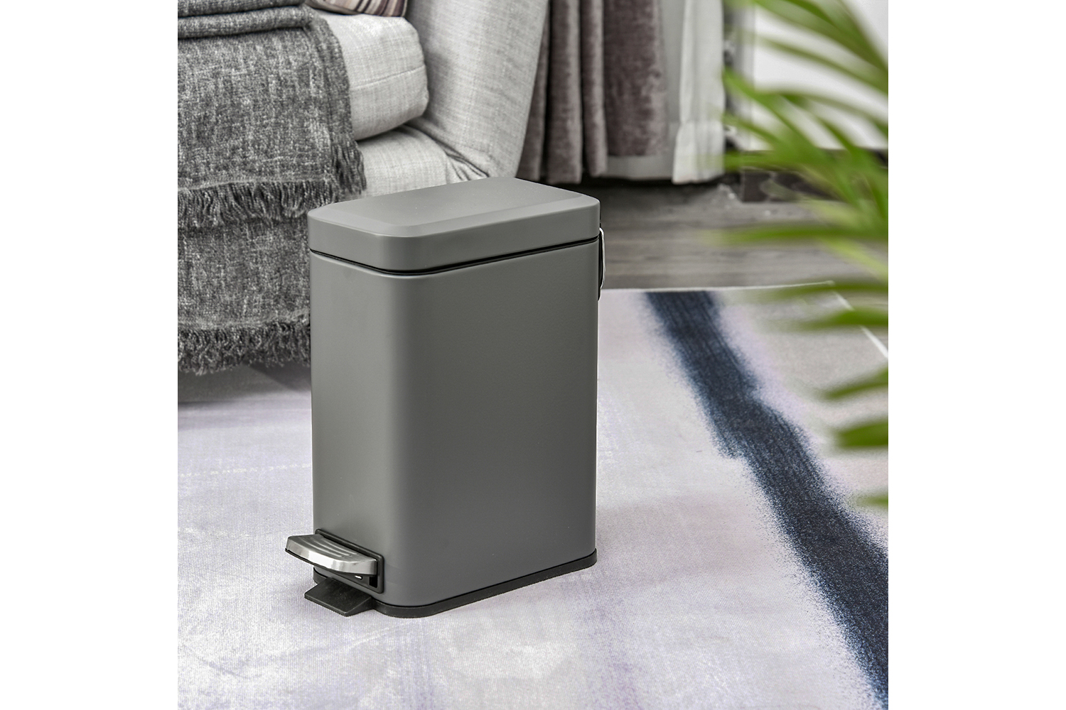 Homcom Steel Silent and Gentle Open Pedal Bin | Grey/Black