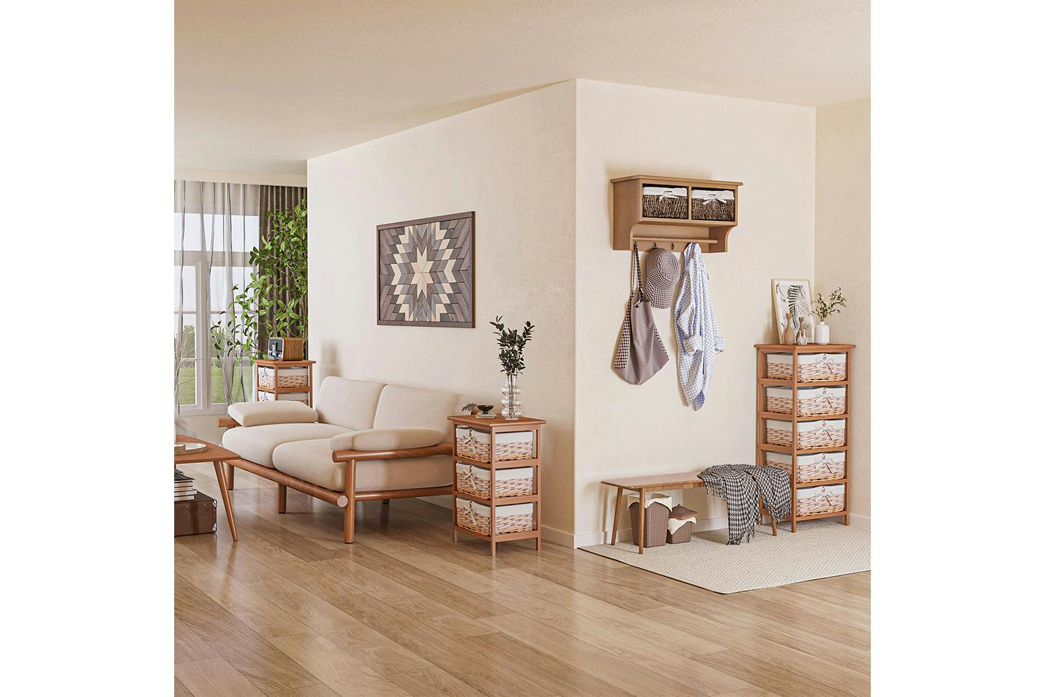 Homcom Wooden Frame Storage Unit Drawers | Natural