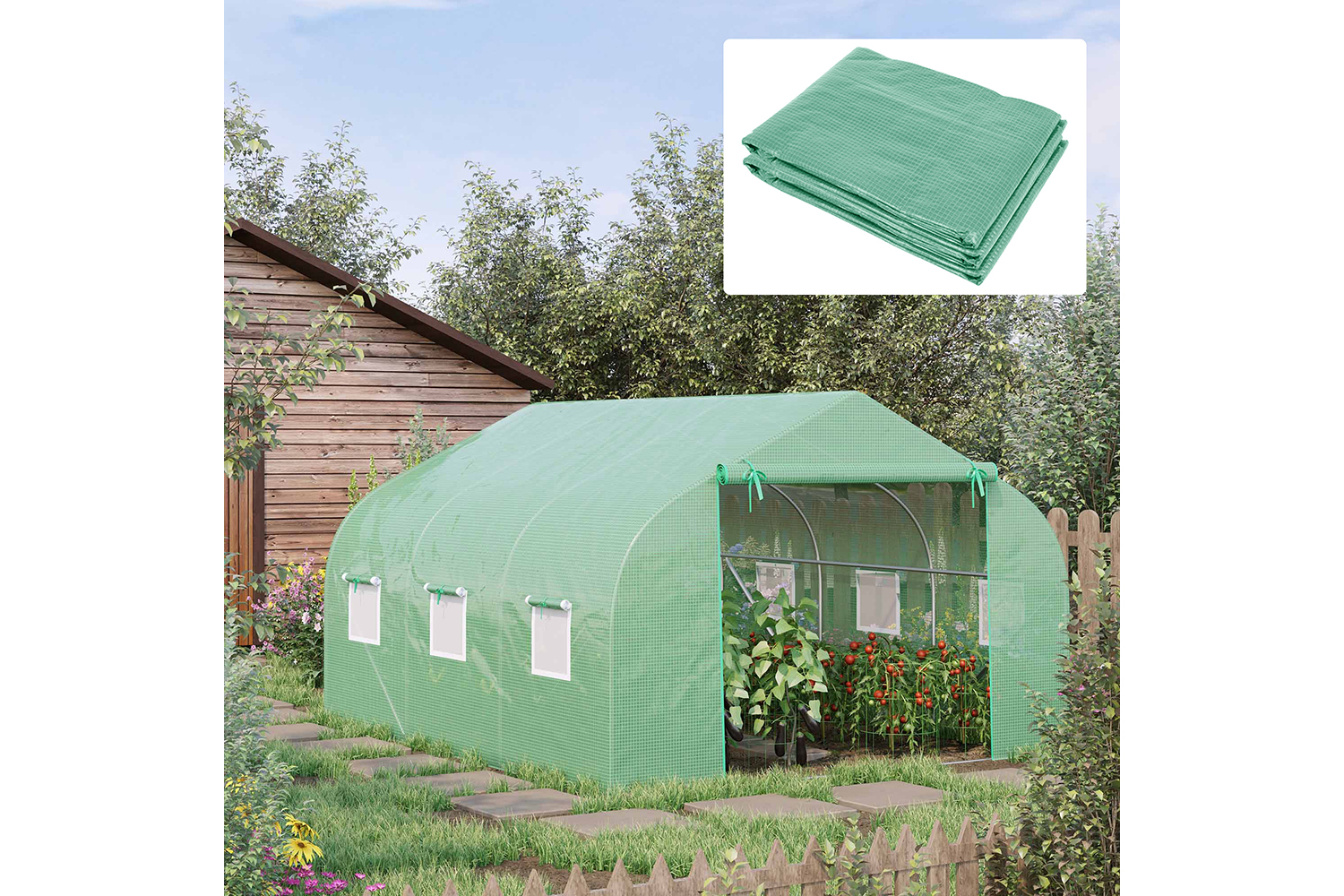 Outsunny Walk In Greenhouse Covers | Green