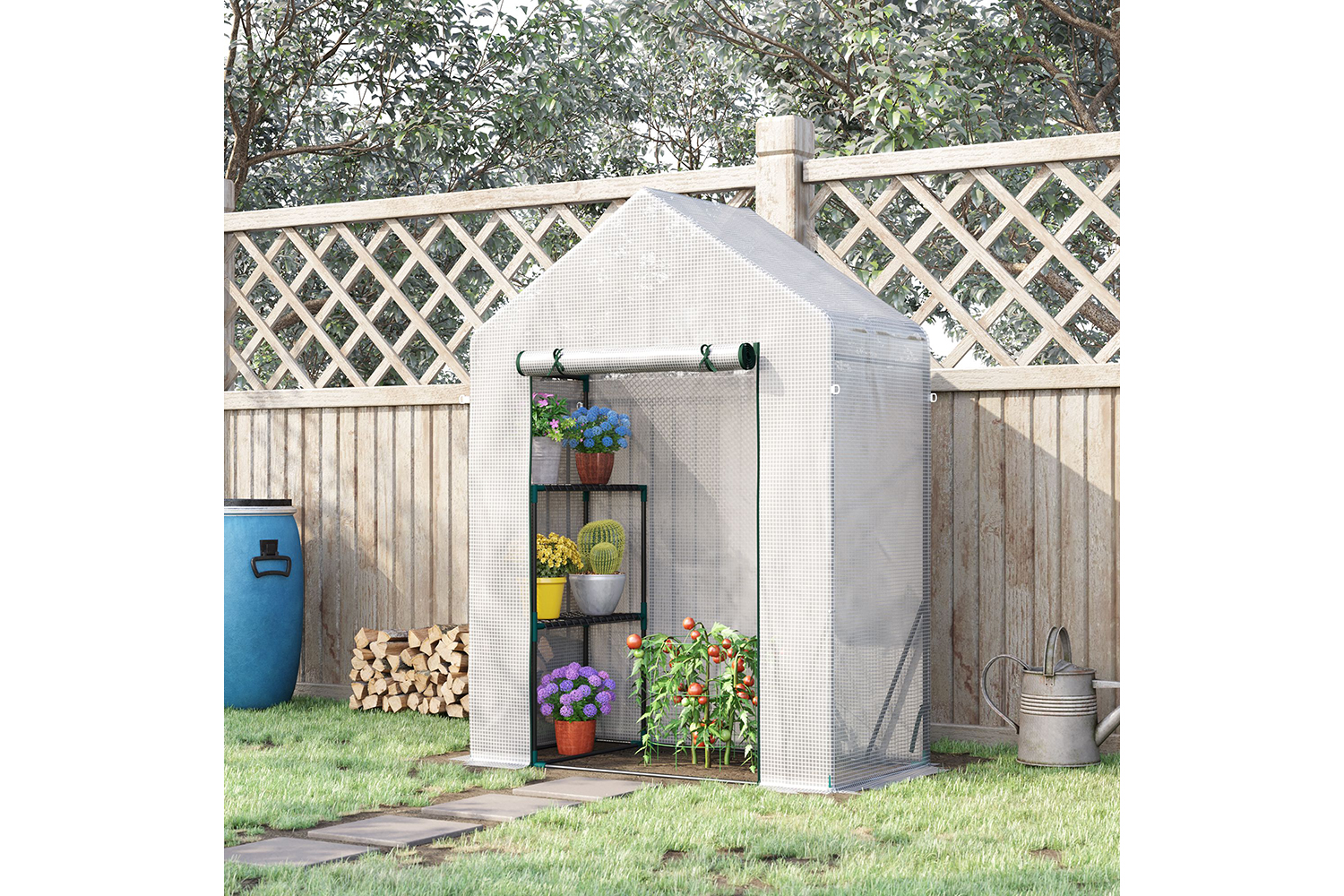 Outsunny 2 Tier Portable Gardening Plant Greenhouse | White