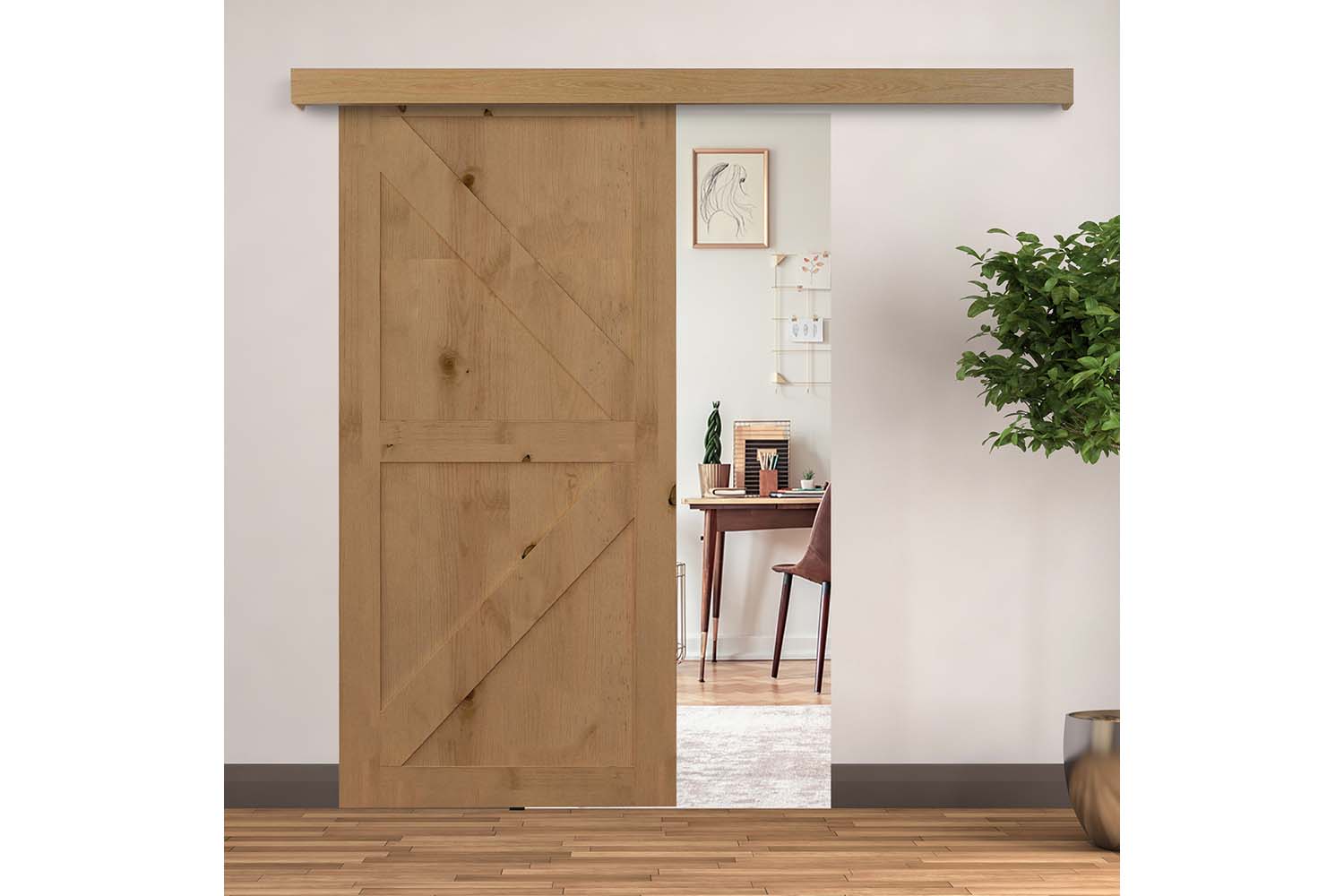 Homcom MDF Sliding Barn Door Track Kit | Brown