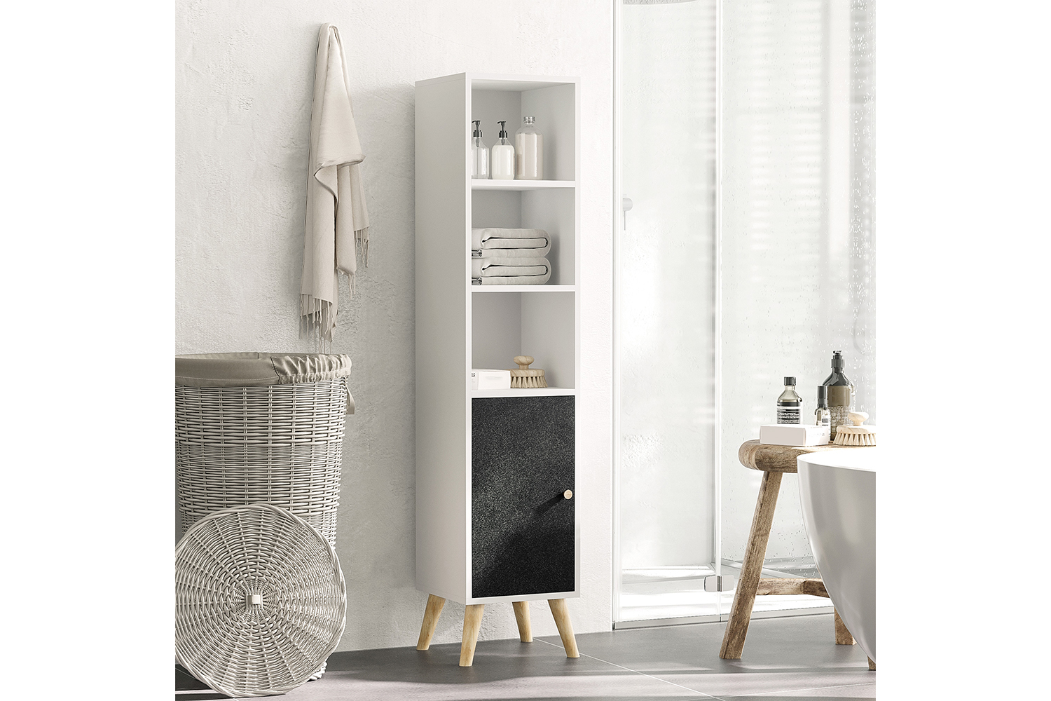 Kleankin Adjustable Shelves Bathroom Storage Cabinet | White