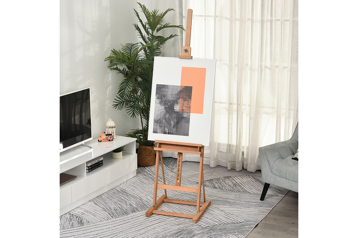 Vinsetto Art Studio Easel with Canvas Holder Pencil Case | Natural