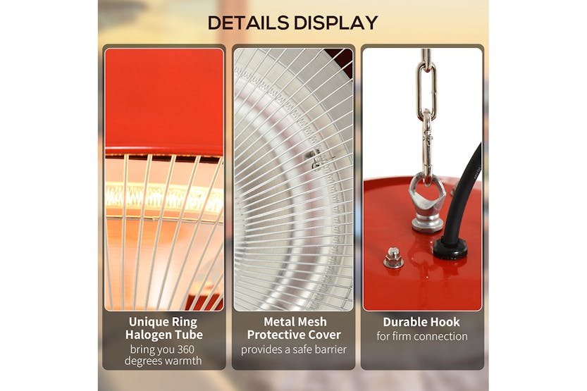 Outsunny 1500W Patio Heater | Red