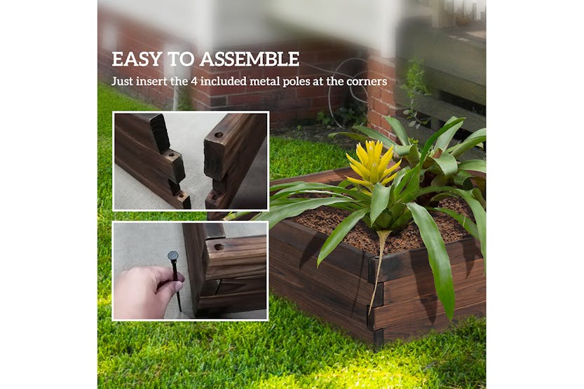 Outsunny Wooden Flower Pot Raised Versatile Planter | Carbon