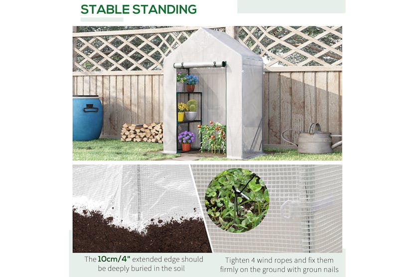 Outsunny 2 Tier Portable Gardening Plant Greenhouse | White