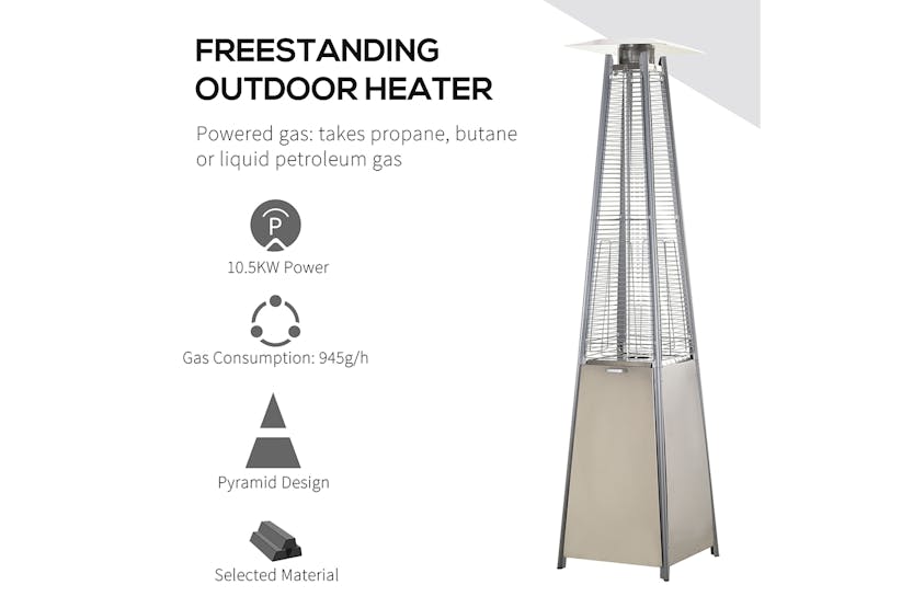 Outsunny Garden Deck Pyramid Patio Heater | Silver