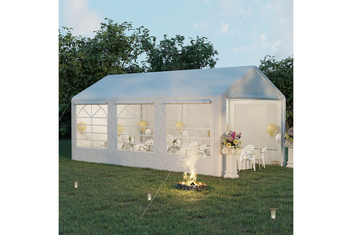 Outsunny Carport & Party Portable Garage Tent | Wedding White