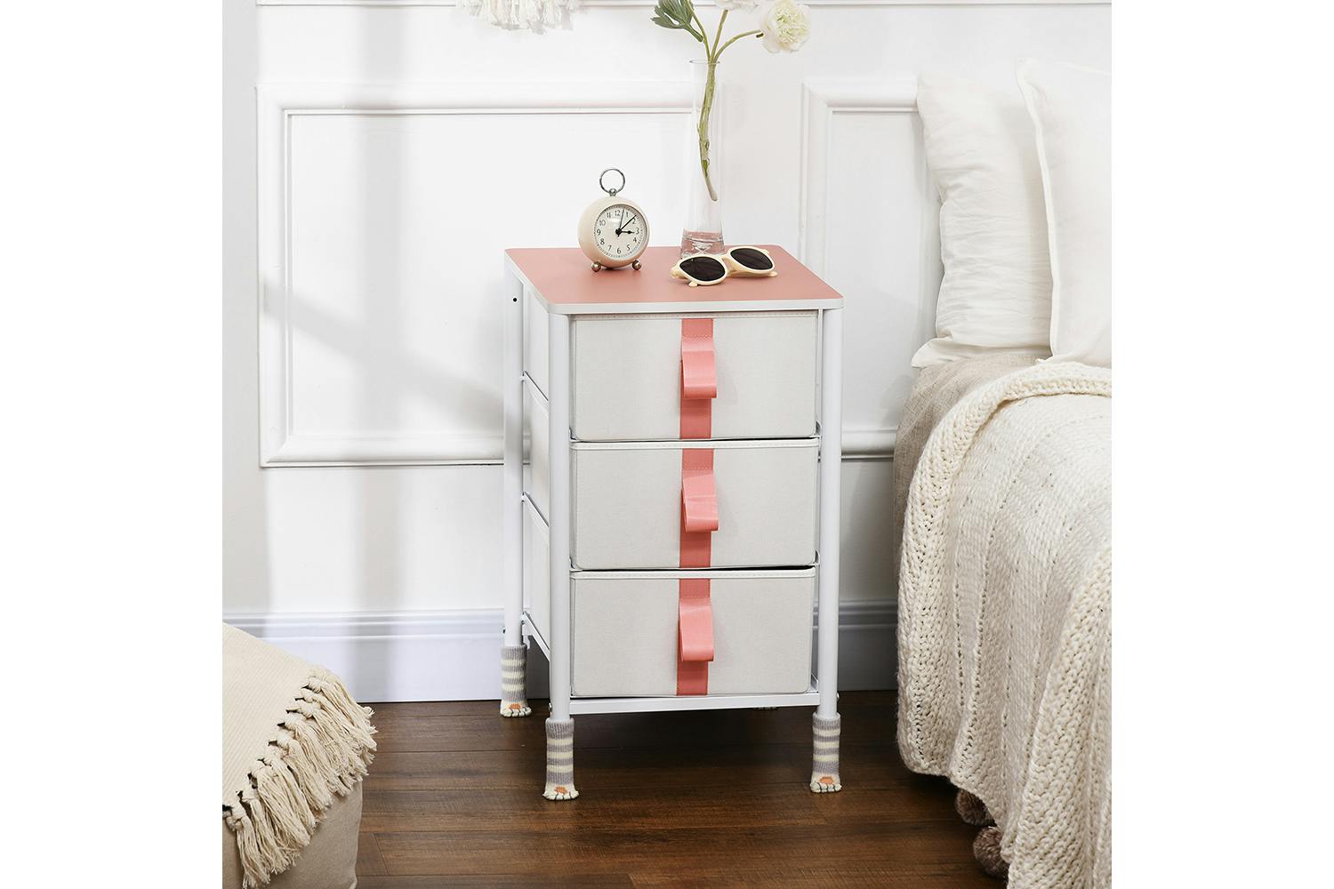 Homcom Chest of Drawers | Pink | 3 Drawer