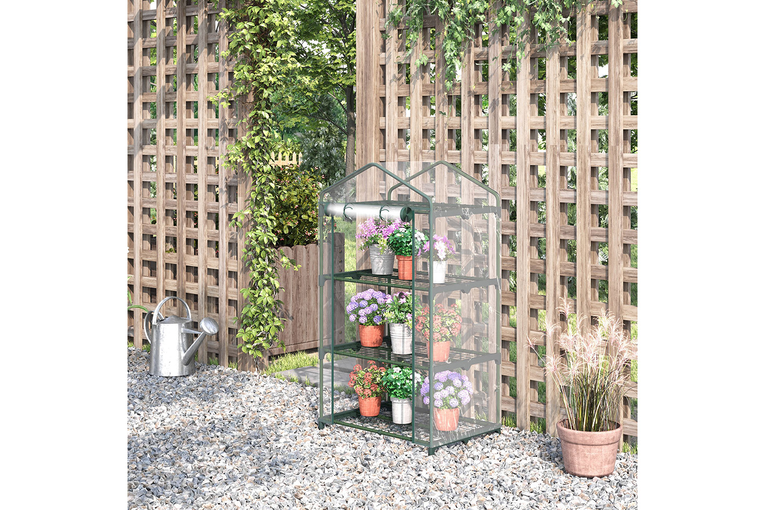 Outsunny 3 Tier Portable Mini Greenhouse | Clear/Dark Green