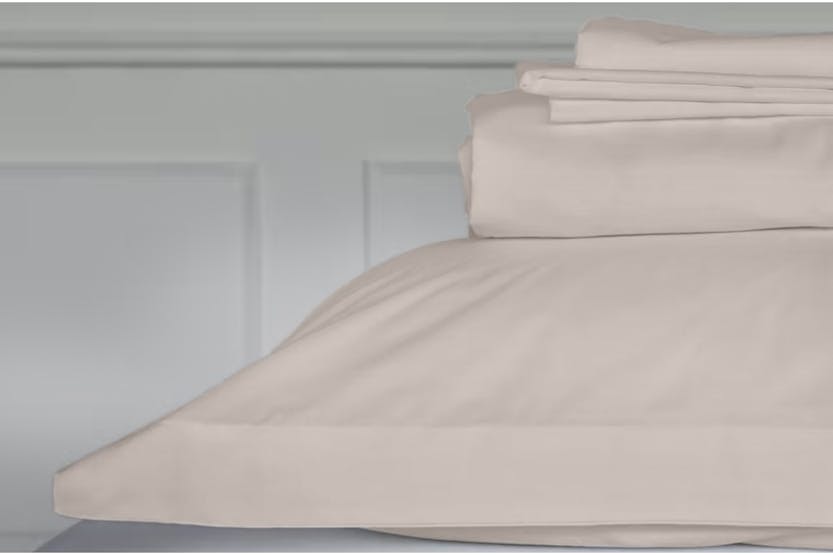 The Linen Room | 500tc Cotton Percale | Fitted Sheet | Taupe | King