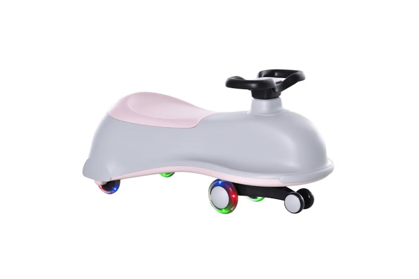 Homcom Wiggle Car with LED Flashing Wheels | Grey/Pink