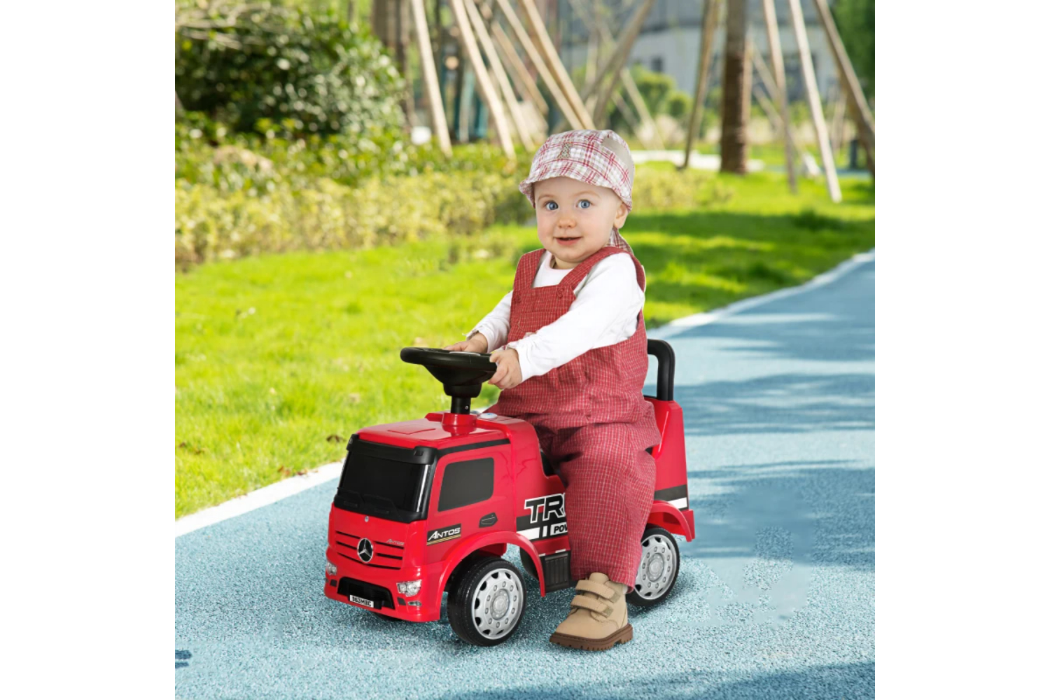 Homcom 3-in-1 Ride on Car Kids Mercedes Truck Storage | Red/Black