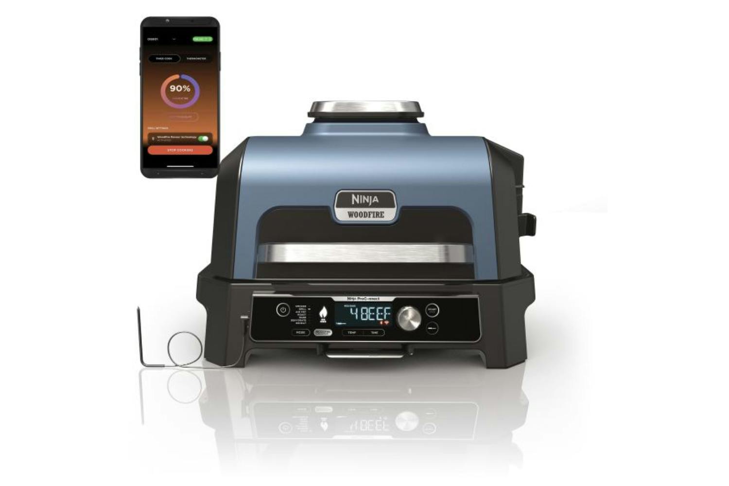 Ninja Woodfire Pro Connect XL Electric BBQ Grill & Smoker | OG901UK | Blue/Black