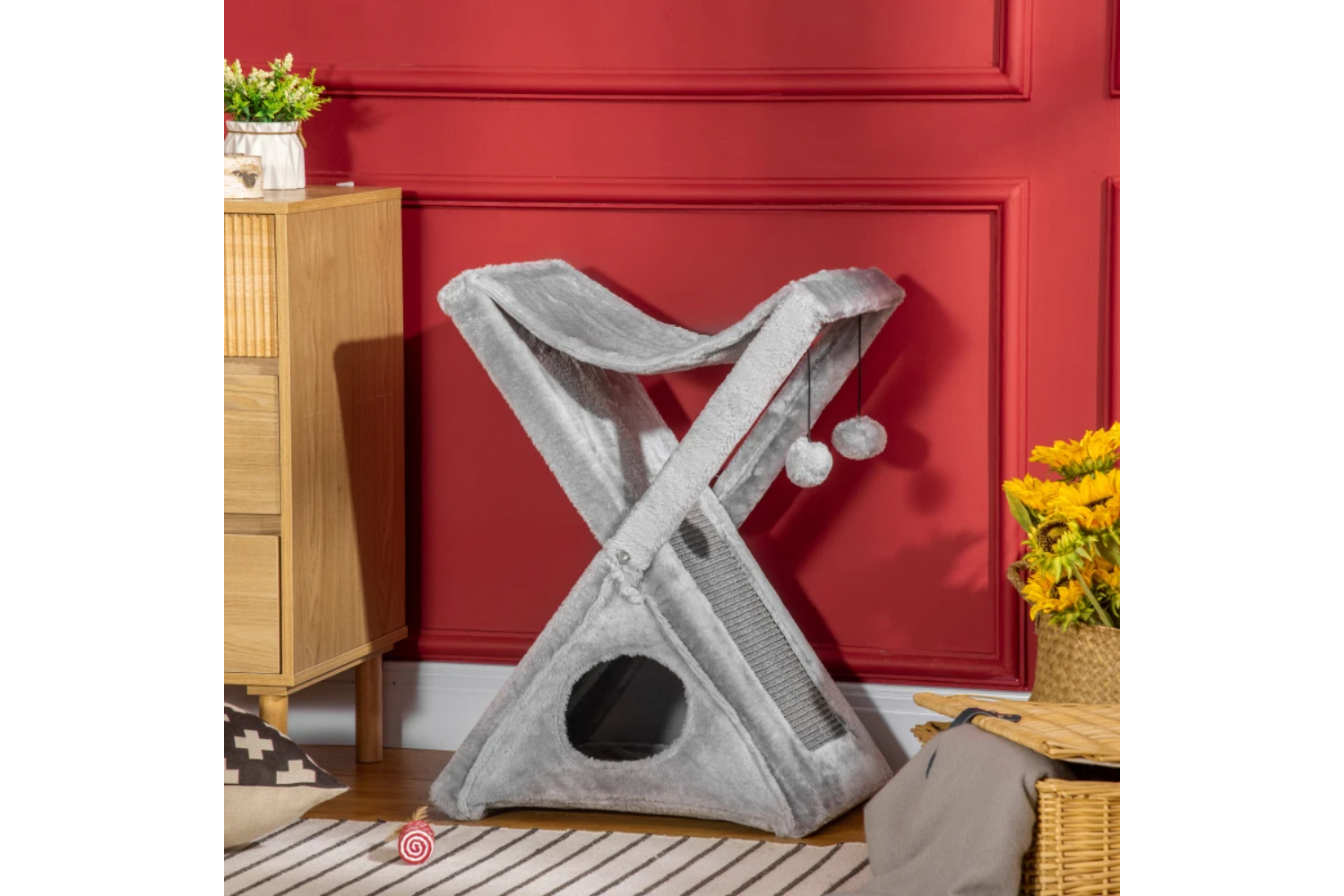 PawHut Cat Scratching Tree | Grey