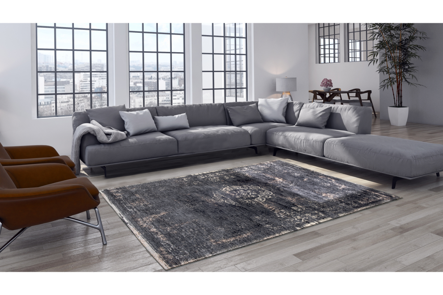 Louis De Poortere | Medallion | Indoor Eco Rug | Black | 170 x 240 cm