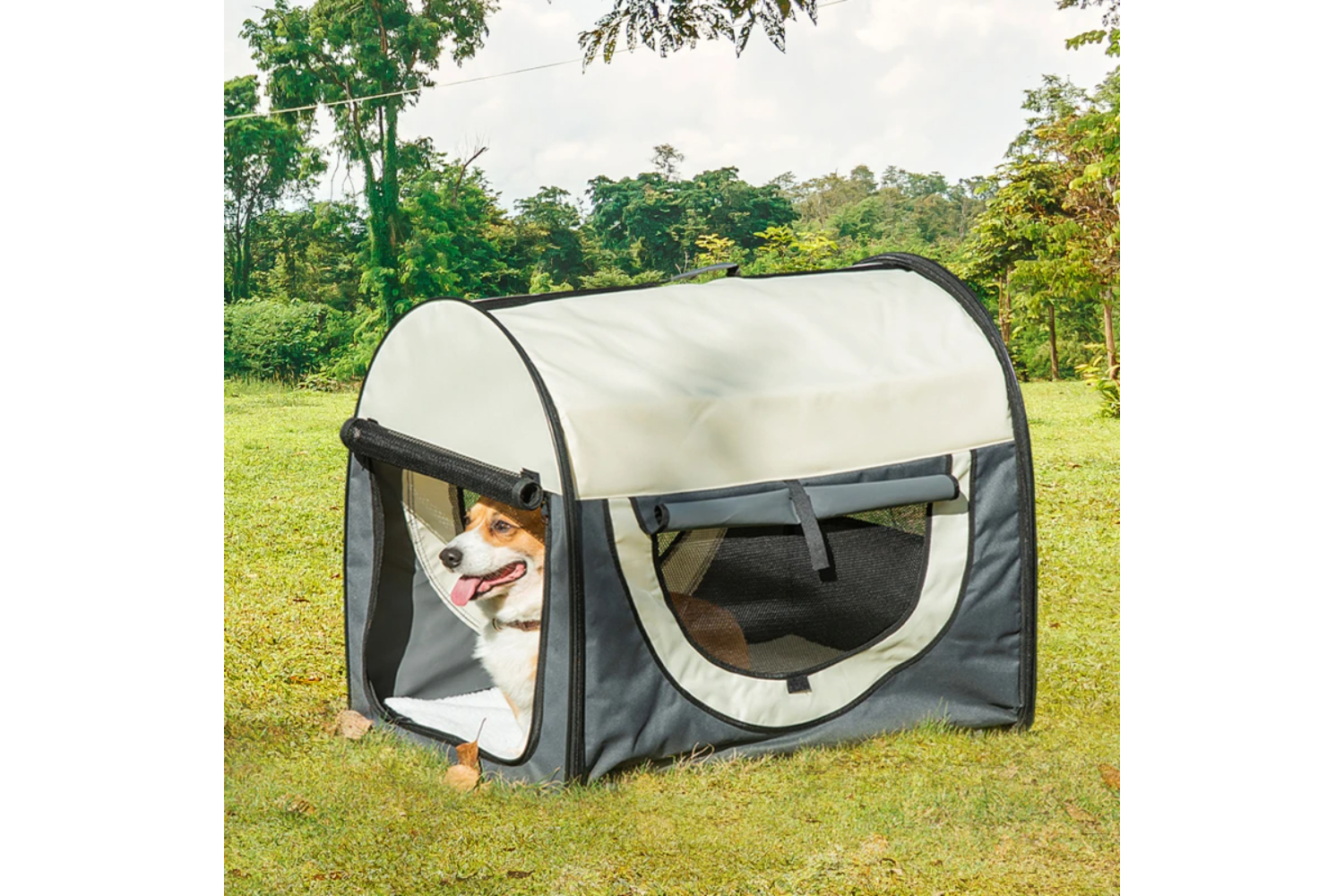 Pawhut Dog Travel Crate | Grey