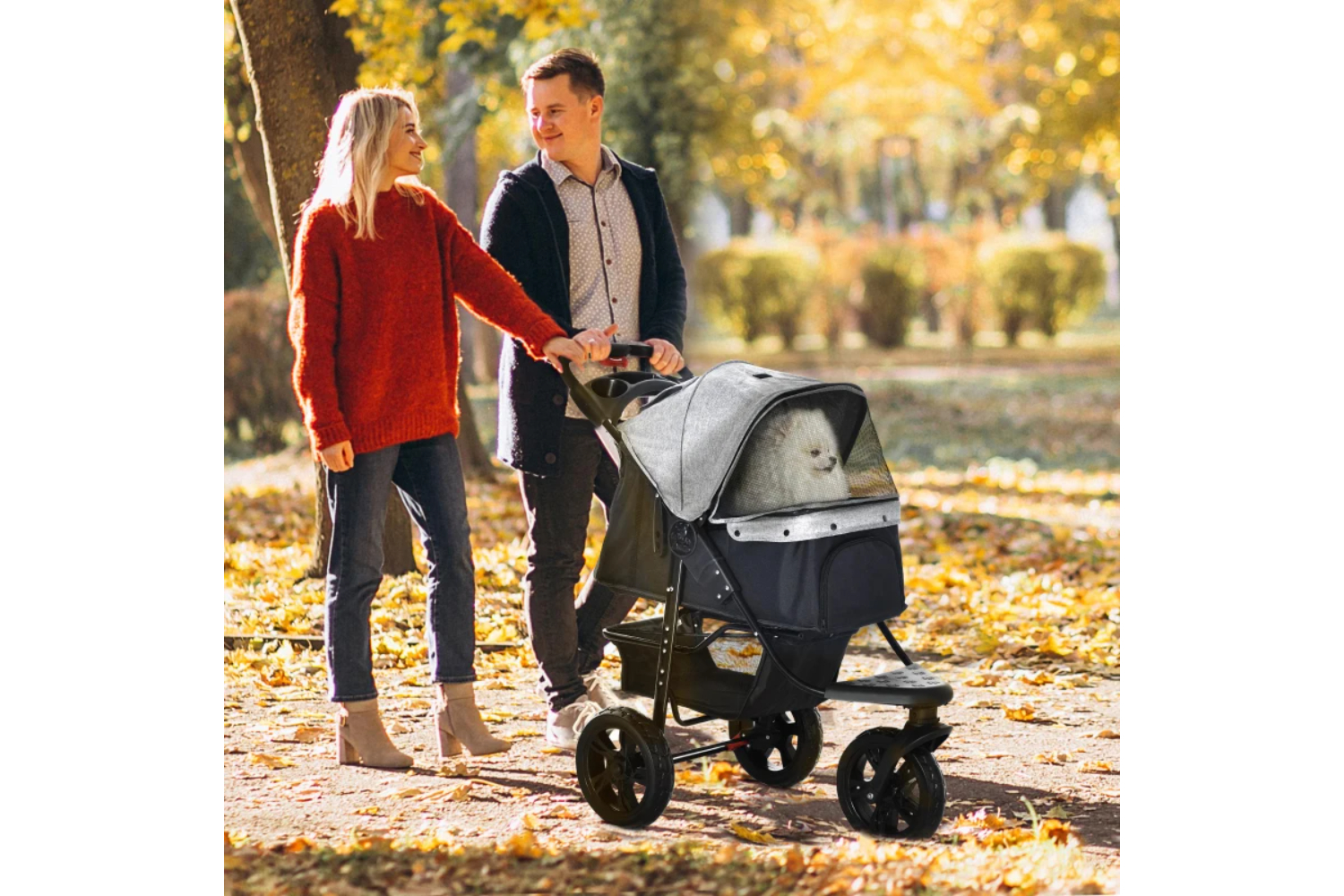 PawHut Folding Pet Stroller | Grey/Black