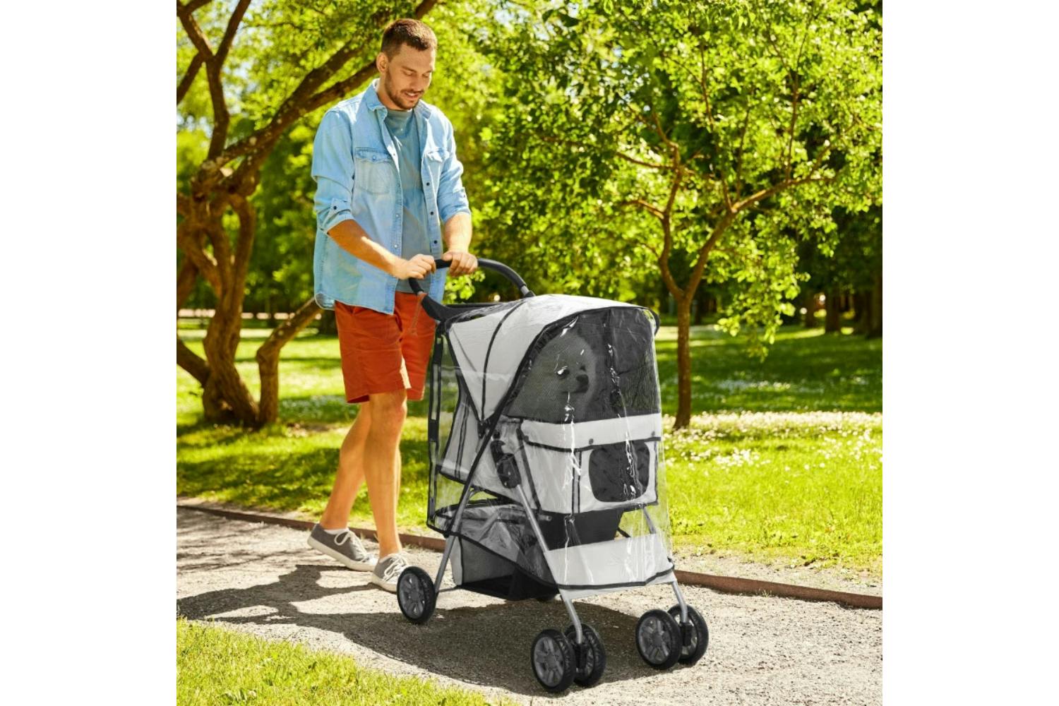PawHut Foldable Pet Stroller | Grey