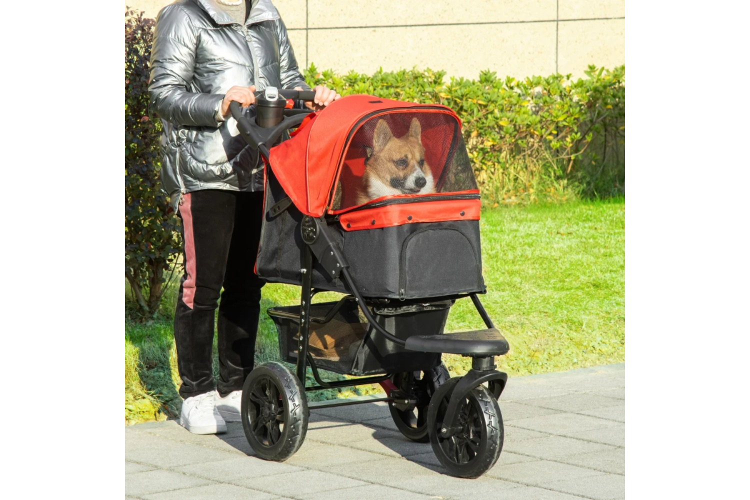 PawHut Oxford Cloth Pet Stroller | Red/Black