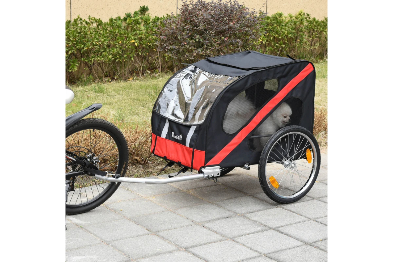 PawHut Dog Bike Trailer with Storage Bag | Black/Red