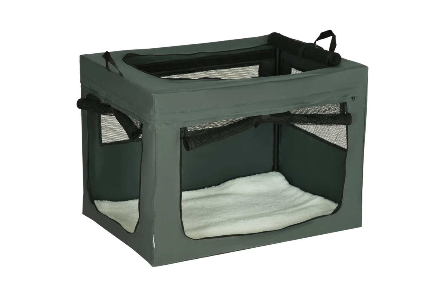PawHut Folding Small Medium Fabric Dog Travel Crate | Grey/Black