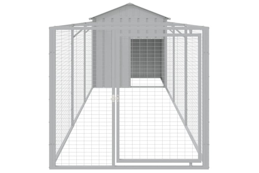 Vidaxl 3189064 Dog House With Roof Light Grey 117x405x123 Cm Galvanised Steel