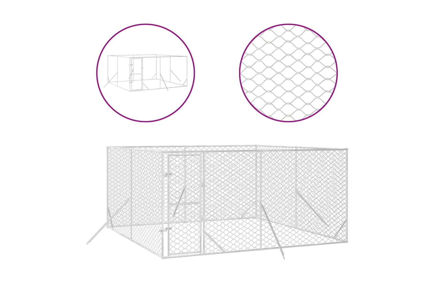 vidaXL 3190455 Outdoor Dog Kennel Silver 4x4x2 M Galvanised Steel