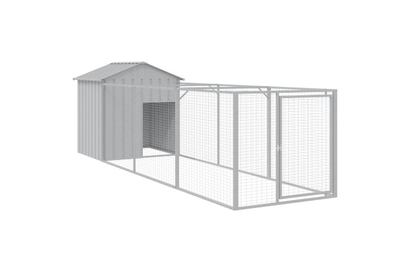 Vidaxl 3189064 Dog House With Roof Light Grey 117x405x123 Cm Galvanised Steel