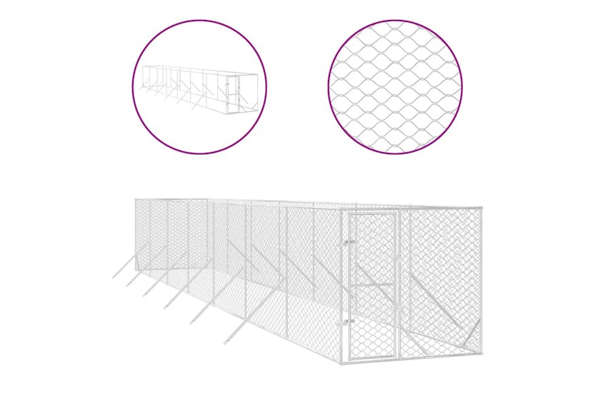 Vidaxl 3190454 Outdoor Dog Kennel Silver 2x14x2 M Galvanised Steel