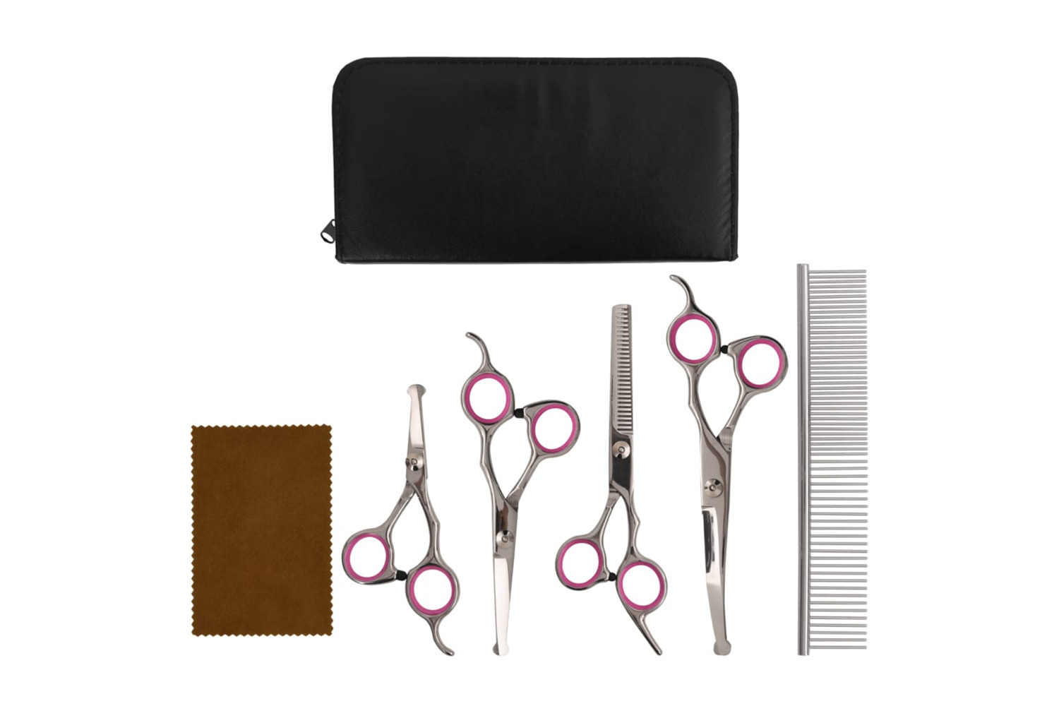 vidaXL 172416 5 Piece Dog Grooming Scissors Set Stainless Steel