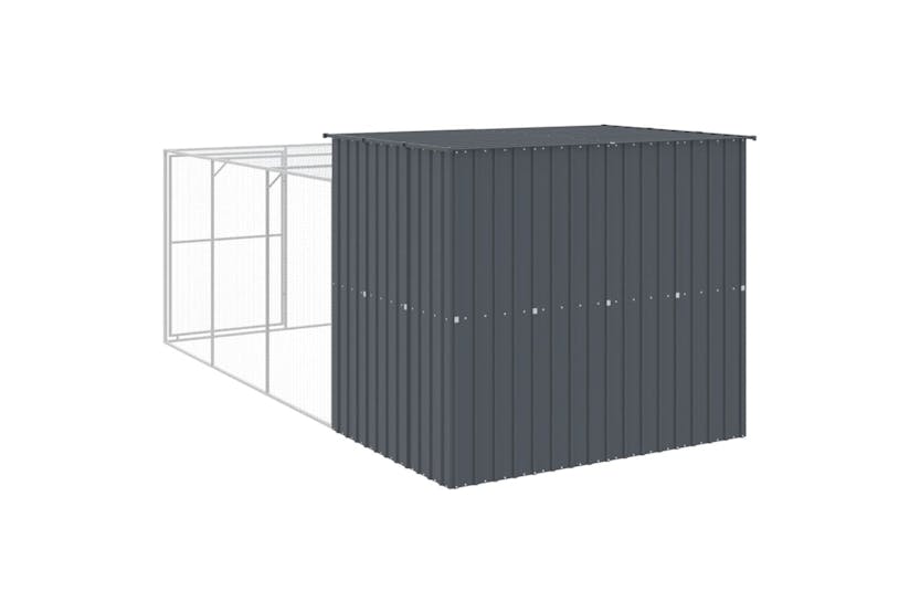 Vidaxl 3189120 Dog House With Run Anthracite 214x457x181 Cm Galvanised Steel