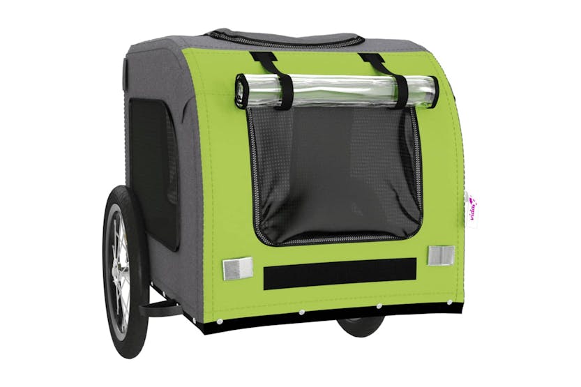 Vidaxl 93836 Pet Bike Trailer Green And Grey Oxford Fabric And Iron