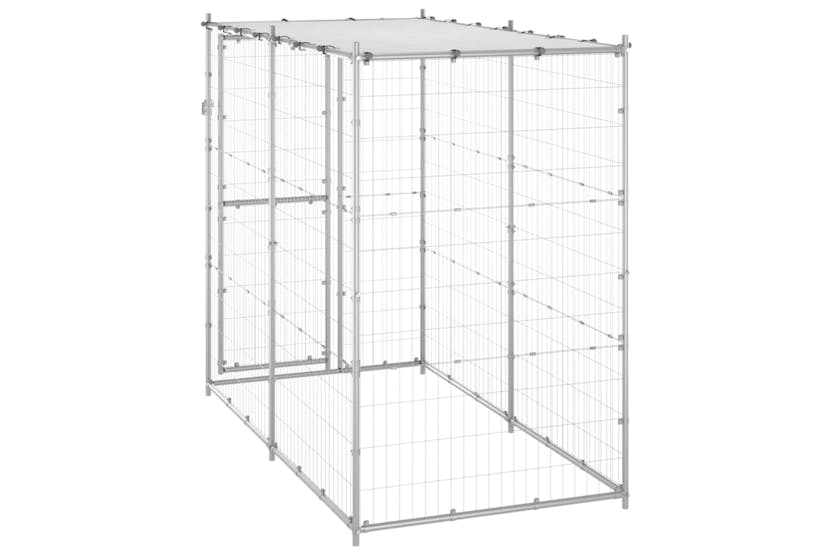 Vidaxl 150800 Outdoor Dog Kennel Galvanised Steel With Roof 110x220x180 Cm