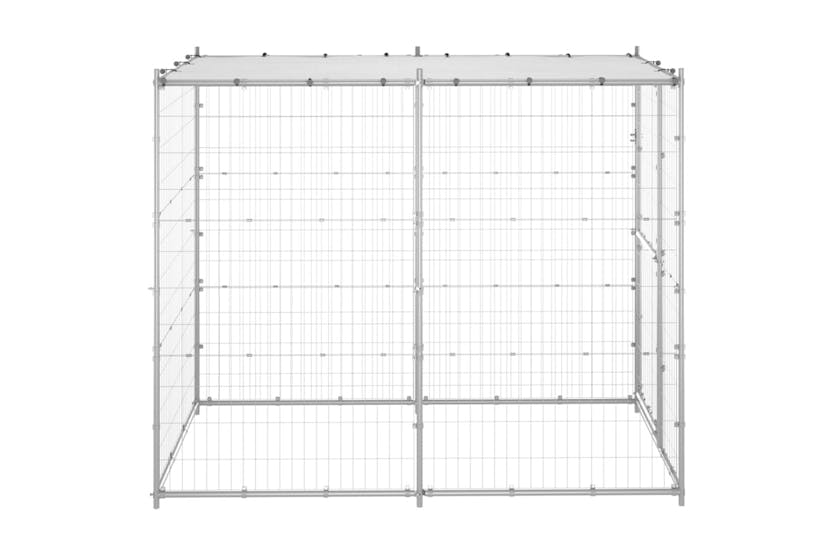 Vidaxl 150800 Outdoor Dog Kennel Galvanised Steel With Roof 110x220x180 Cm