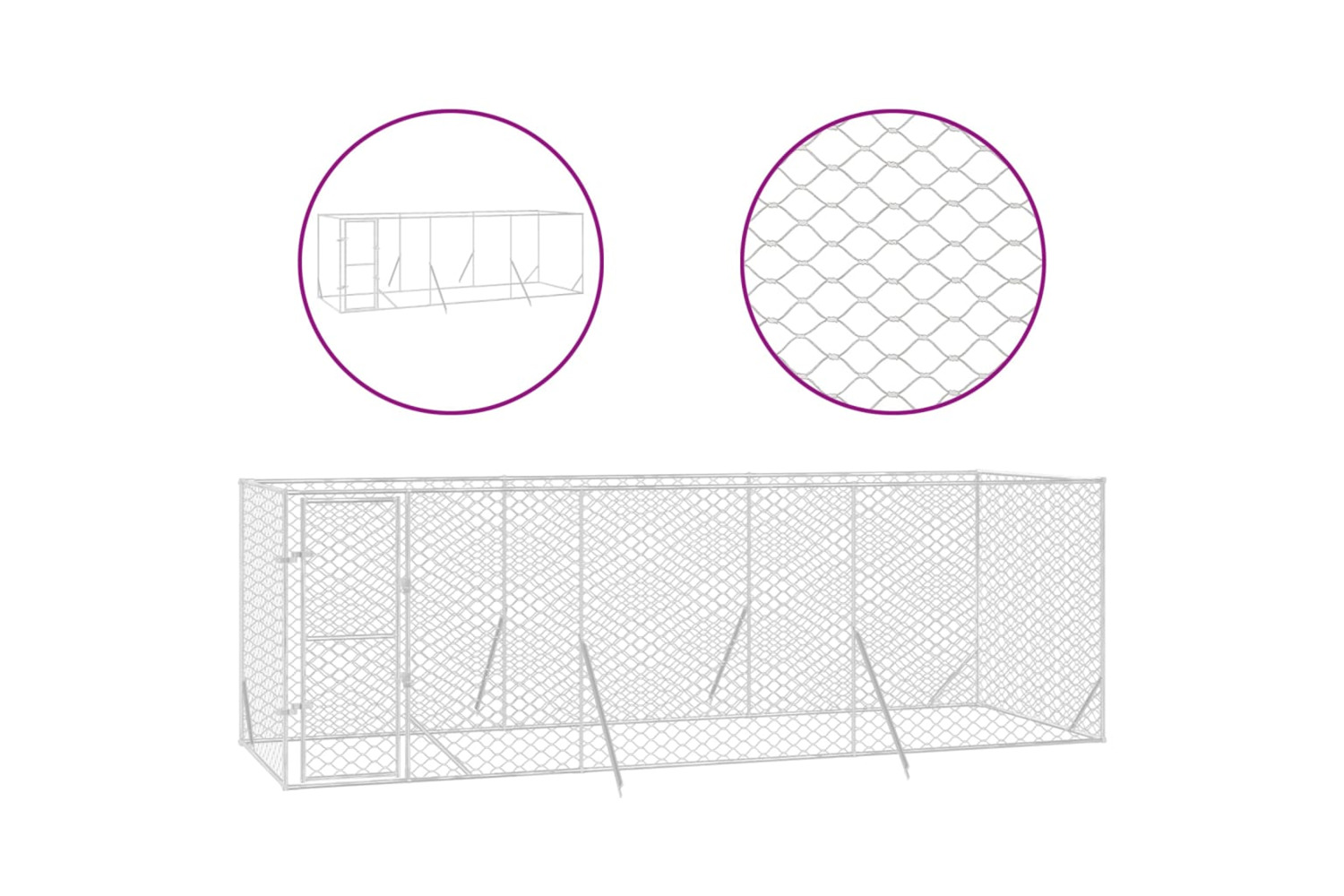 vidaXL 3190459 Outdoor Dog Kennel Silver 6x2x2 M Galvanised Steel