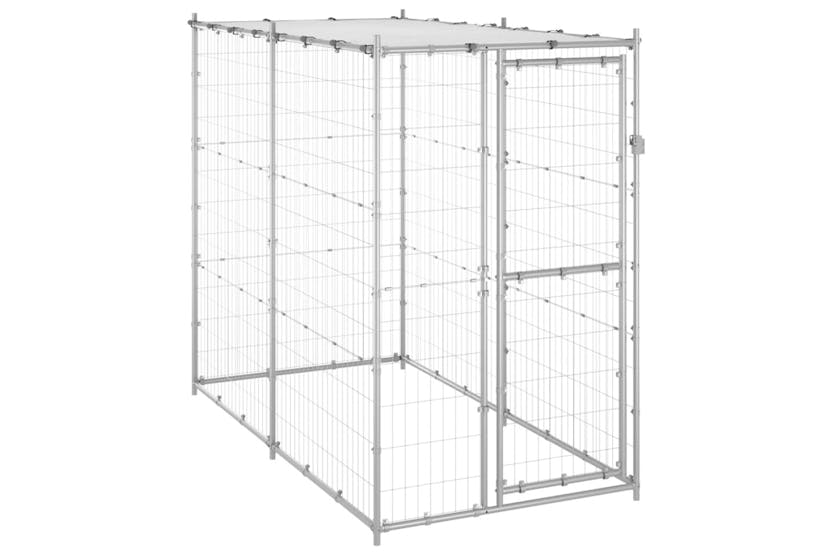 Vidaxl 150800 Outdoor Dog Kennel Galvanised Steel With Roof 110x220x180 Cm