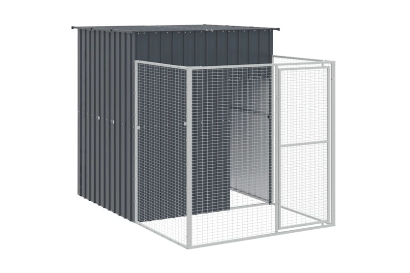 Vidaxl 3189103 Dog House With Run Anthracite 165x1271x181 Cm Galvanised Steel