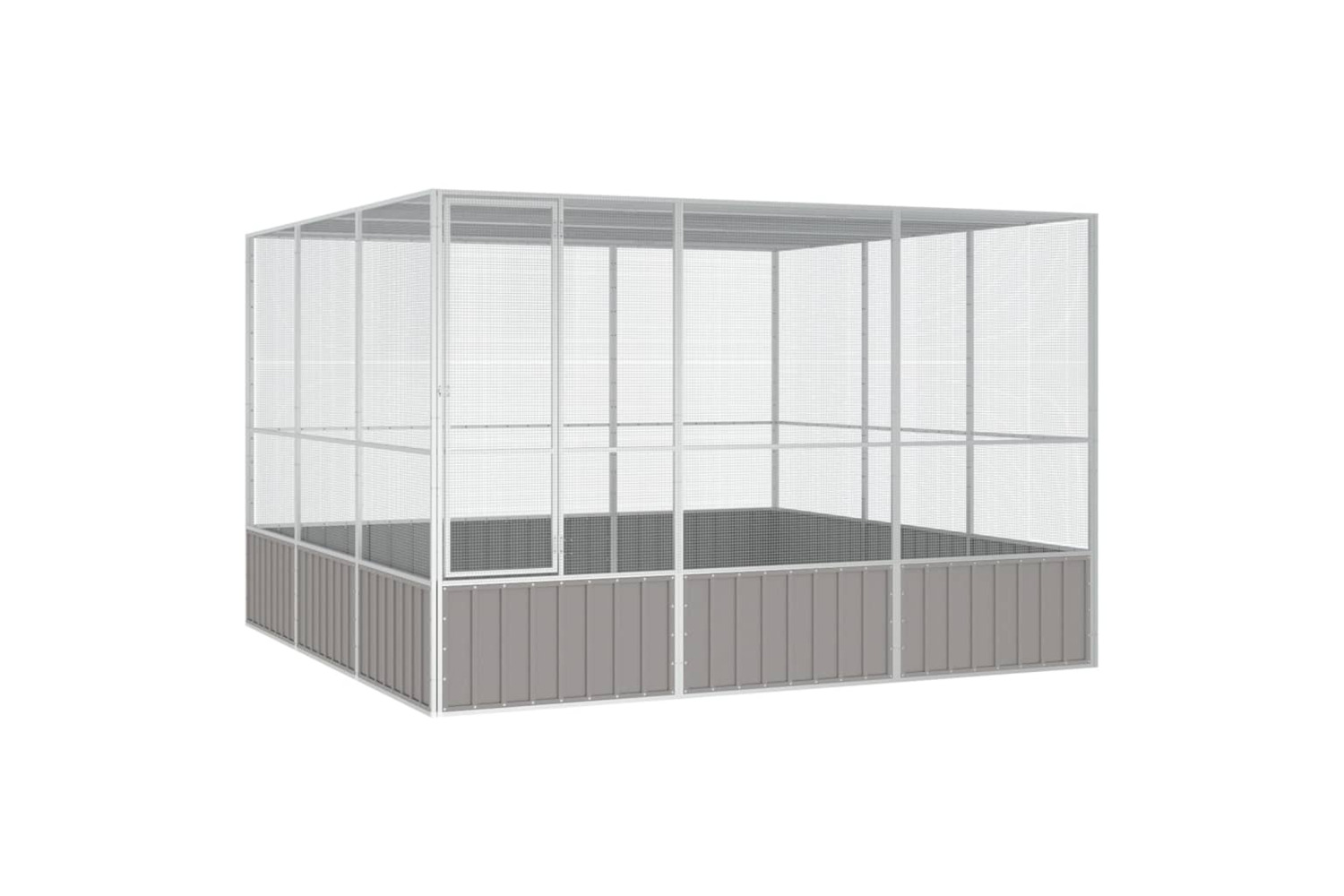 Vidaxl Bird Cage Grey 302.5x324.5x211.5 Cm Galvanised Steel