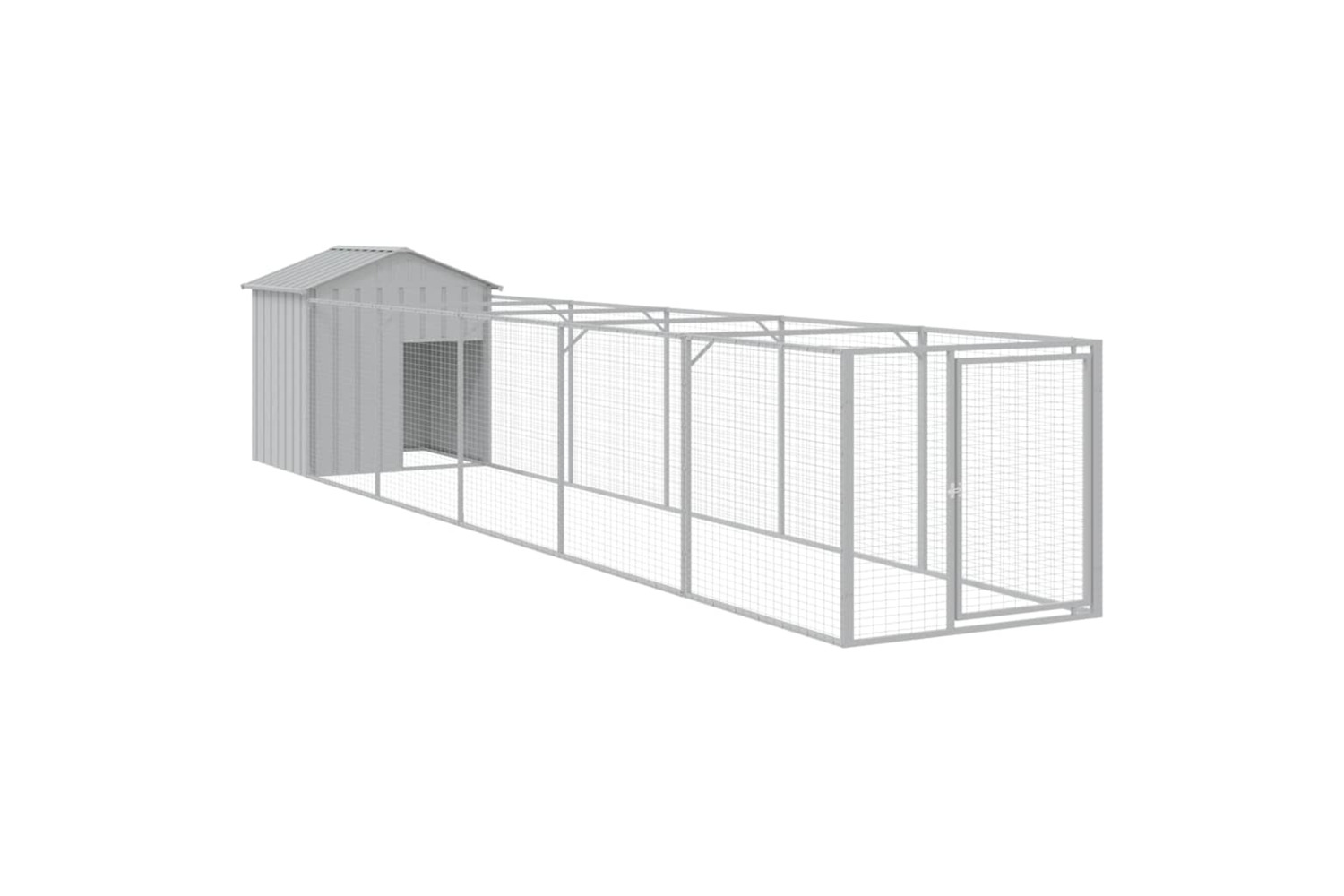 vidaXL 3189065 Dog House With Roof Light Grey 117x609x123cm Galvanised Steel
