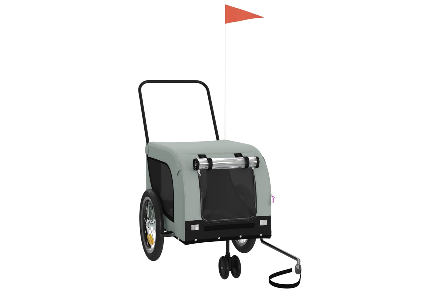 vidaXL 94021 Pet Bike Trailer Grey And Black Oxford Fabric And Iron