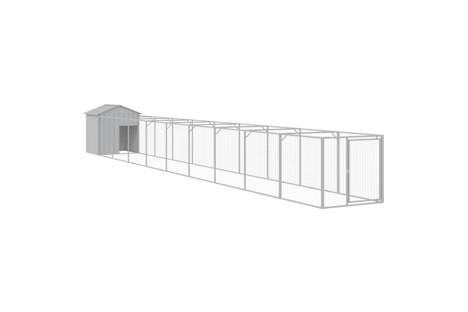 vidaXL 3189067 Dog House With Roof Light Grey 117x1017x123cm Galvanised Steel