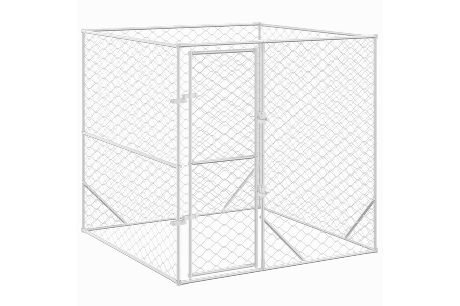 Vidaxl Outdoor Dog Kennel Silver 2x2x2 M Galvanised Steel