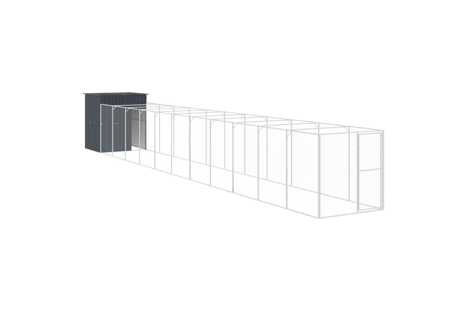 vidaXL 3189103 Dog House With Run Anthracite 165x1271x181cm Galvanised Steel
