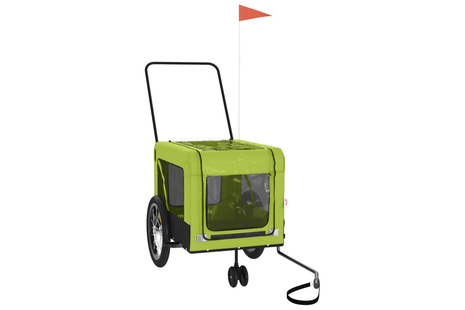 vidaXL 93941 Pet Bike Trailer Green And Black Oxford Fabric And Iron