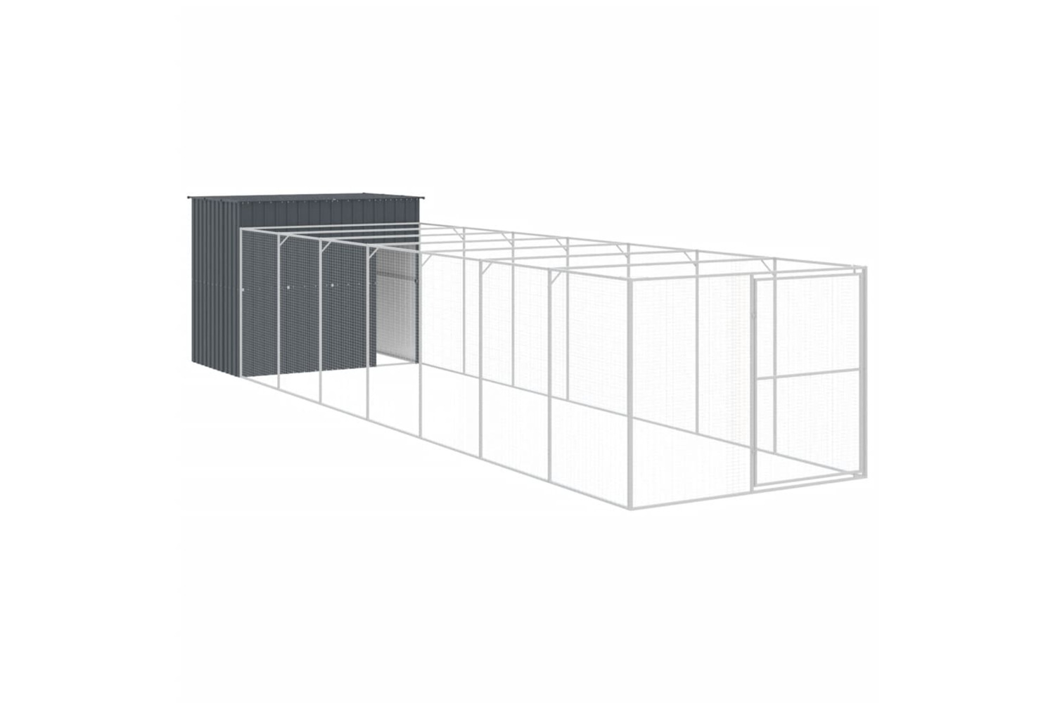 vidaXL 3189122 Dog House With Run Anthracite 214x865x181cm Galvanised Steel