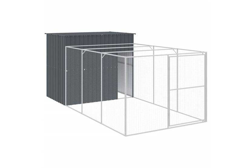 Vidaxl 3189120 Dog House With Run Anthracite 214x457x181 Cm Galvanised Steel