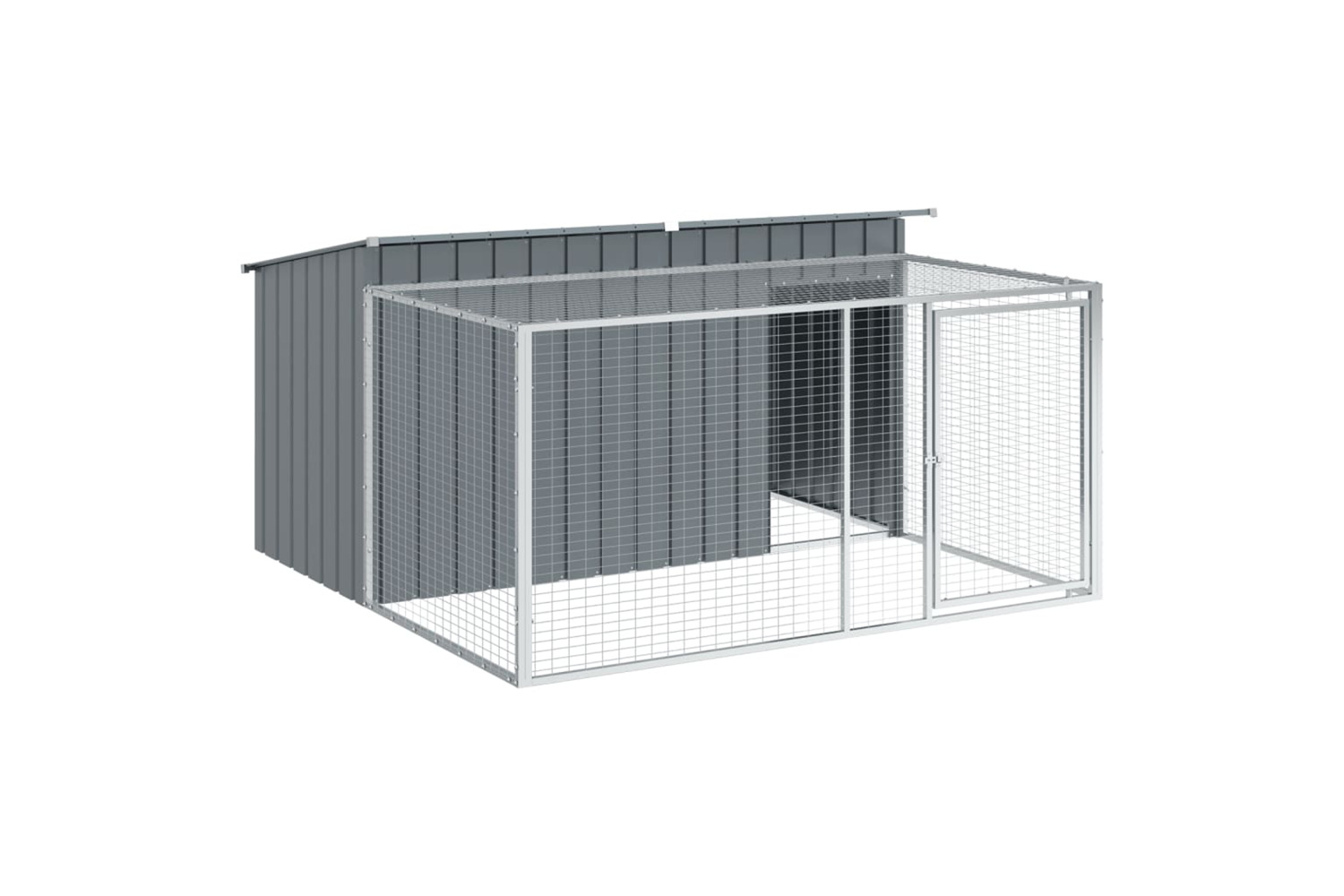 vidaXL 3214224 Dog House With Run Anthracite 197x194x110cm Galvanised Steel