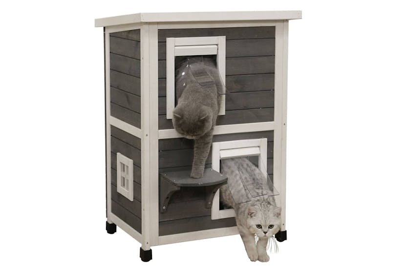 Kerbl 442026 Outdoor Cat House Family 57x55x80 Cm Grey And White