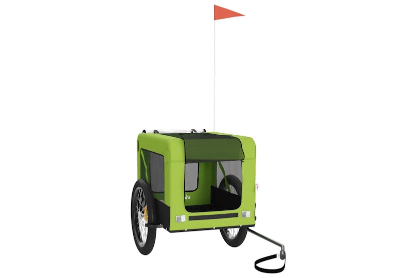 Vidaxl 93927 Pet Bike Trailer Green And Black Oxford Fabric And Iron